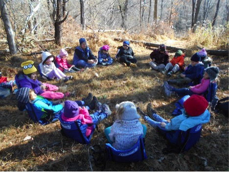 students at Ridge and Valley Charter school sit in a circle