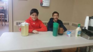 Ridge and Valley Charter School drink table at soup kitchen