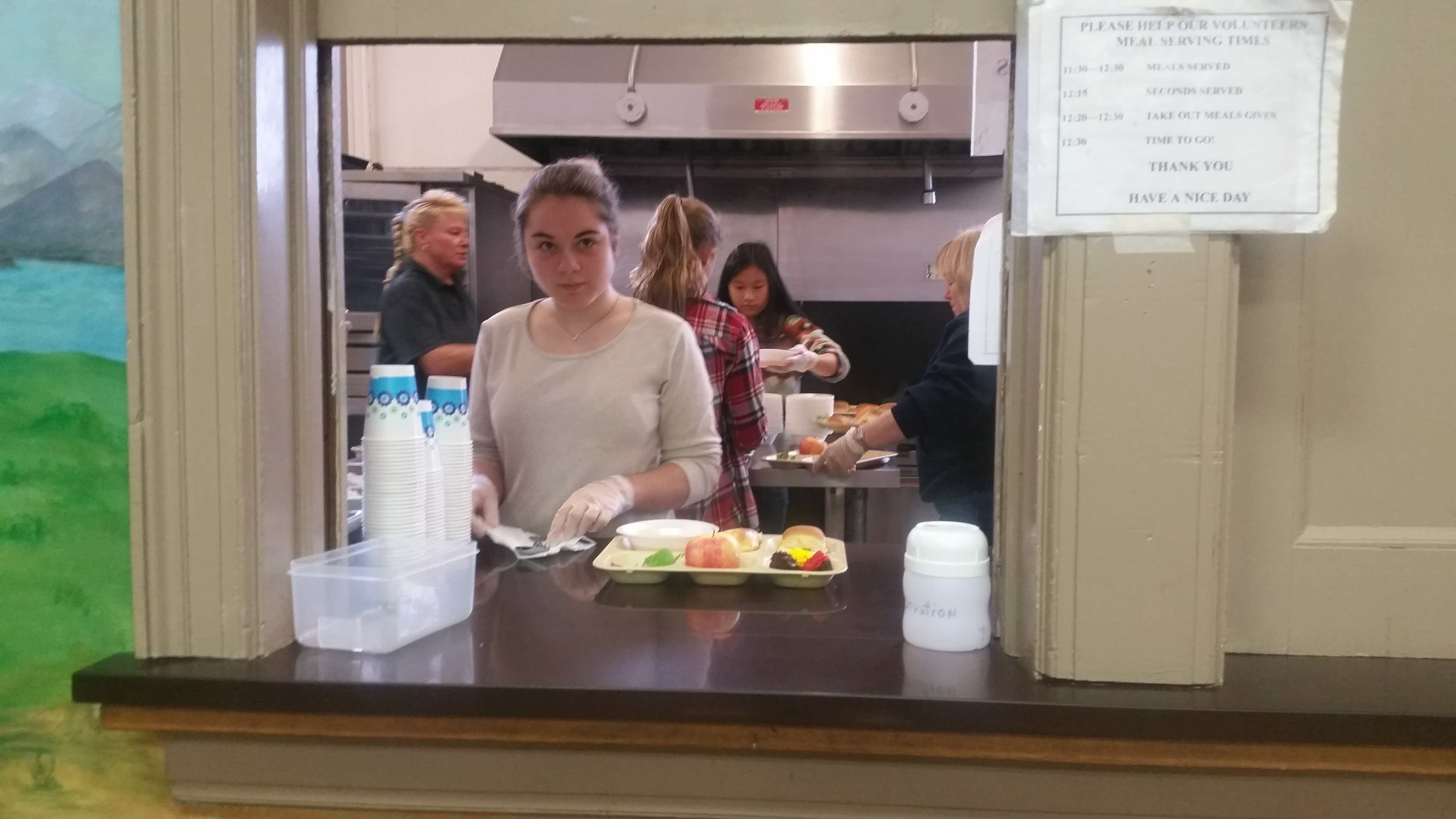 Ridge and Valley Charter School student maddy at soup kitchen